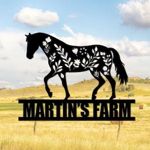 Plaque en métal cheval personnalisée, plaque de bienvenue pour ranch équestre, art mural métal cheval, décoration murale cheval, déco ferme équestre, cadeau cheval