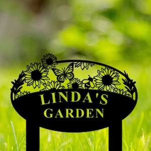 Garden Sign Personalized, Custom Garden Sign, Garden Stake for Flower Beds, Metal Yard Art, Gardening Gifts Mothers Day Gift