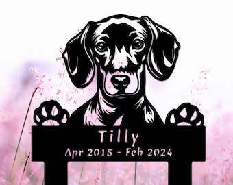 Personalized Daschund Dog Metal Garden Stake, Pet Memorial Sign