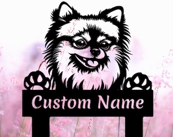 Custom Pomeranian Dog Metal Sign, Pet Memorial Garden Stake