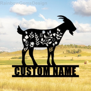 Goat Farm Sign Personalized, Goat Metal Sign, Goat Farm Metal Wall Art, Metal Goat Farmhouse Decor