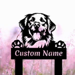 Golden Retriever Dog Name Sign, Custom Dog Metal Stake, Pet Garden Remembrance Stake, Outdoor Metal Dog Sign, Pet Cemetery Stake Dog Gift