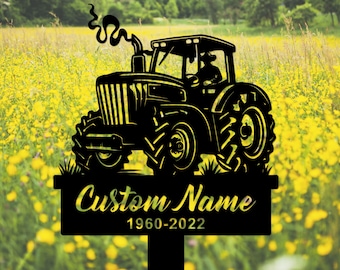 Estaca Memorial Personalizada para Trator Agrícola - Marcador de Túmulo para Jardim