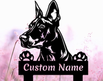 Custom Doberman Pinscher Metal Dog Sign, Pet Memorial Stake