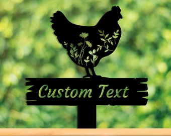 Estaca personalizada para gallinero, letrero metálico para granja, decoración para gallinero