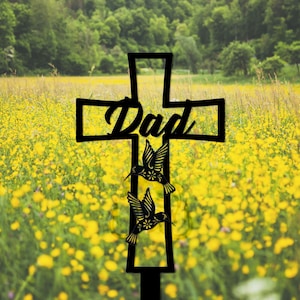 Memorial Metal Cross Stake Personalized, Grave Marker, Memorial Stake for Ourdoor , Memorial Cross Stake,Hummingbird, Custom Grave Marker