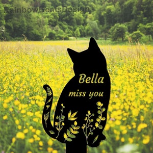 Cat Memorial Stake Personalized, Cat Grave Markers, Garden Remembrance Stake, Metal Cat Sign, Pet Cemetery Stake Cat Loss Gift