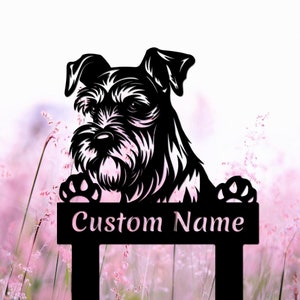 Custom Schnauzer Dog Metal Garden Stake, Pet Memorial Sign