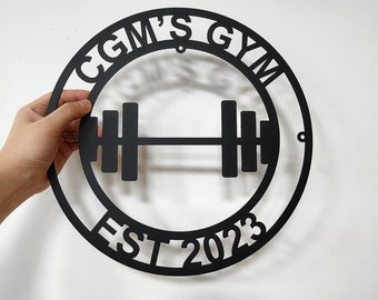 Gym Metal Sign Personalized Powerlifting Sport Metal Wall Art Gym Name Signs Cross Fit Sign Fitness Home Decor Father's Day Gift