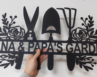 Custom Garden Metal Sign: Personalized Garden Wall Art, Outdoor Yard Leaner, Gardener Name Sign, Gifts for Mom, Grandma and Grandpa