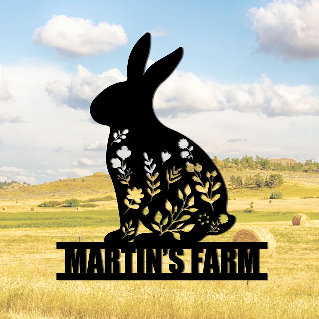 Personalized Rabbit Metal Sign, Farmhouse Bunny Decor - Etsy