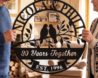 Personalized 30 Years Together Anniversary Wall Art, Pearl Anniversary Metal Sign,  Anniversary Gifts For Couple, Husband, Wife