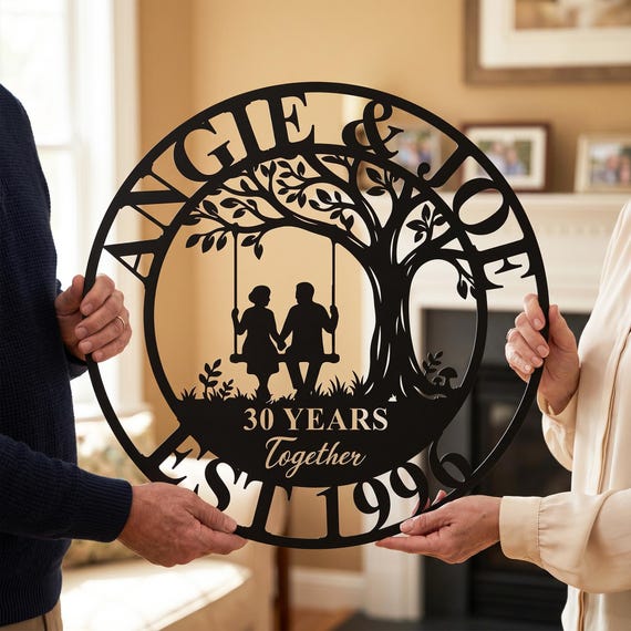 Personalized 30 Years Together Anniversary Wall Art, Pearl Anniversary Metal Sign,  Anniversary Gifts For Couple, Husband, Wife