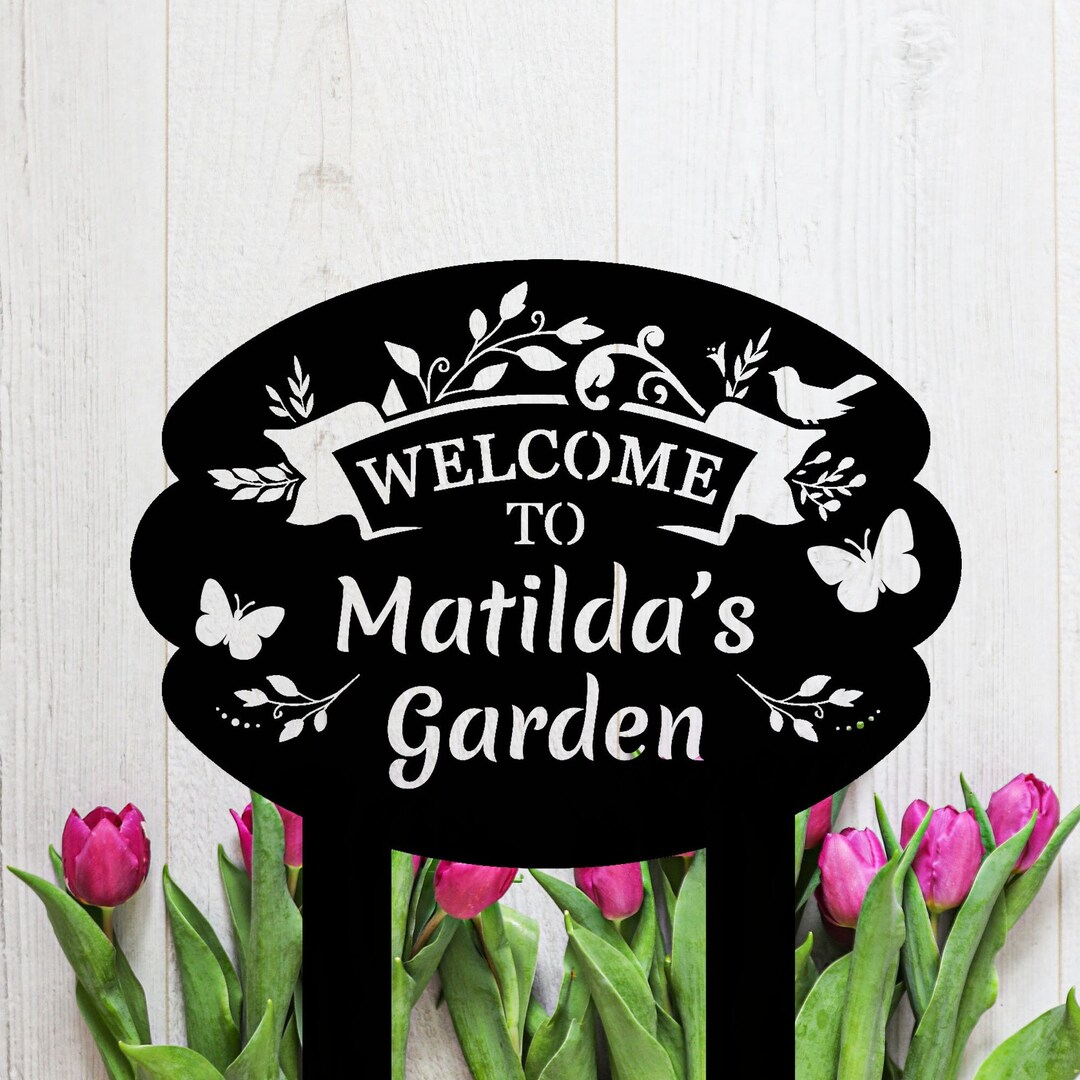 Metal Garden Sign With Stakes, Garden Stake Sign Personalized, Garden