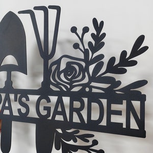 Garden Sign Personalized, Garden Wall Art, Garden Metal Sign, Rose Garden Sign, Custom Gardener Name Sign, Metal Yard Decor, Gardening Gifts image 7