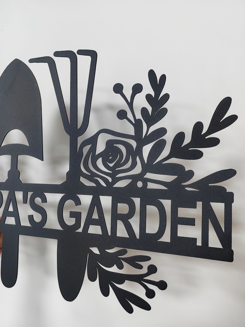 Garden Sign Personalized, Garden Wall Art, Garden Metal Sign, Rose Garden Sign, Custom Gardener Name Sign, Metal Yard Decor, Gardening Gifts image 7