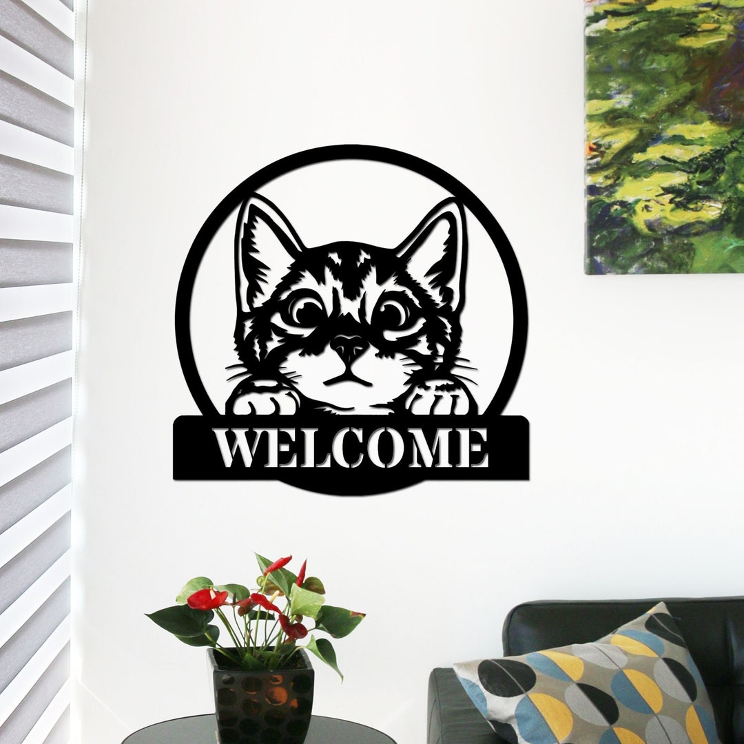 Cat Wall Art Custom Cat Metal Sign Personalized Cat Wall Decor Etsy
