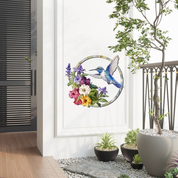 Hummingbird Metal Sign, Hummingbird Wall Art, Hummingbird Wall Hanging, Hummingbird Metal Yard Art, Spring Gift for Mom Dad, Gardening Gifts