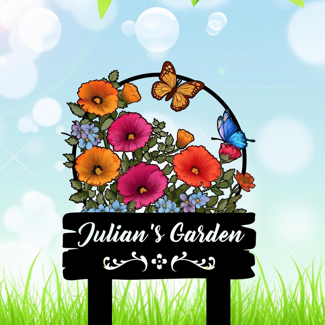 Personalized Garden Flower Sign With Stake: Metal Yard Art Decor - Etsy