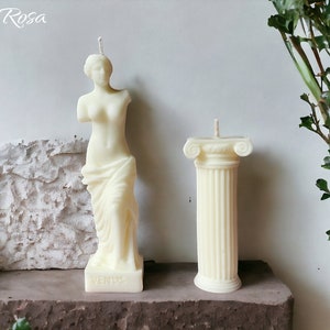 Venus statue with classic Greek column | Candles gift set | Pillar candles | Decorative candle | Minimalistic decor | Unique gift | Handmade