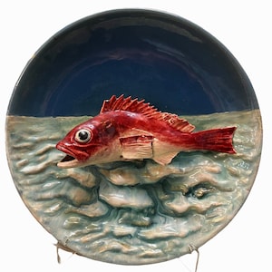 Antique Portuguese Small Palissy Majolica Plate Bordalo Pinheiro Signed