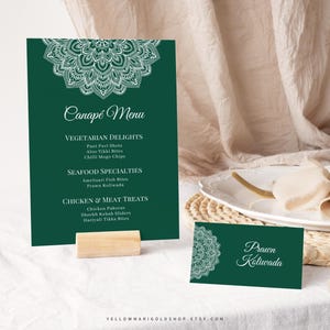 Lace Mandala Menü und Buffet Karte Bundle | Menu Template Platzkarte | Sofortdownload | Hochzeit Printable | Canva Vorlage
