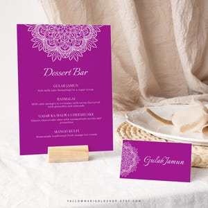 Lace Mandala Menü und Buffet Karte Bundle | Menu Template Platzkarte | Sofortdownload | Hochzeit Printable | Canva Vorlage