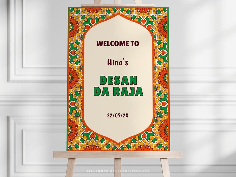 Colourful Mandala Welcome Sign Template | Editable Desan Da Raja ...