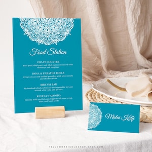 Lace Mandala Menü und Buffet Karte Bundle | Menu Template Platzkarte | Sofortdownload | Hochzeit Printable | Canva Vorlage