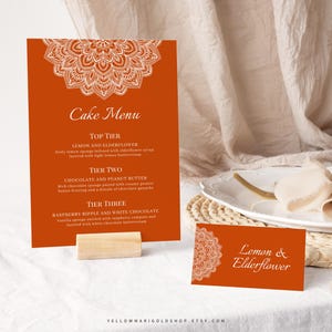 Lace Mandala Menü und Buffet Karte Bundle | Menu Template Platzkarte | Sofortdownload | Hochzeit Printable | Canva Vorlage