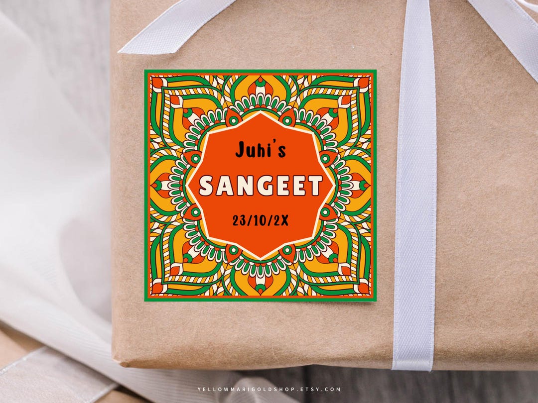 Colourful Mandala Square Sticker Template | Editable Sangeet, Mehndi ...