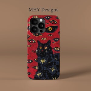 Mystery Cat - Protective Phone Case - iPhone 15 14 13 12 11 XS XR 8 7 MagSafe Samsung Galaxy S23 S22 S21 S20 Plus Ultra Aesthetic Slim Tough