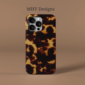Designer Tortoise Shell Celluloid - Protective Phone Case - iPhone 14 13 12 11 XS XR MagSafe Samsung Galaxy S23 S22 S21 S20 Plus Ultra Plaid