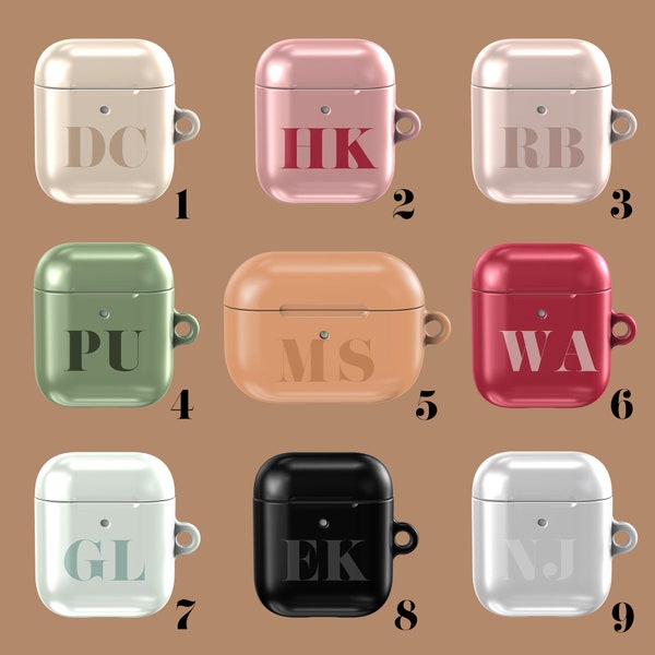 Custom Initial AirPods Case,Multi color Small Monogram Cute Hard Plastic Protective Apple Air Pods Pro 3 Case,Earphones Cover Gift For Her