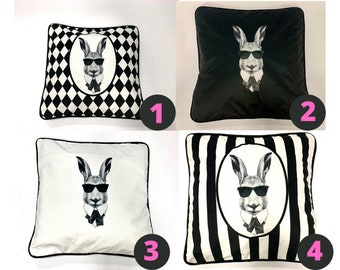 Taie d'oreiller velours design luxe, karl rabbit, taies d'oreiller design