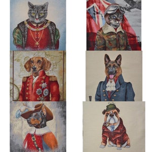 ゴブラン パネル 47 cm x 47 cm 犬 模様 猫 動物 枕 パネル 室内装飾