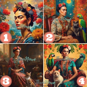 Panneau Frida pour oreiller 48x48 cm pour coussins de chaises, panneau frida, frida khalo, dame, velours de luxe image 1