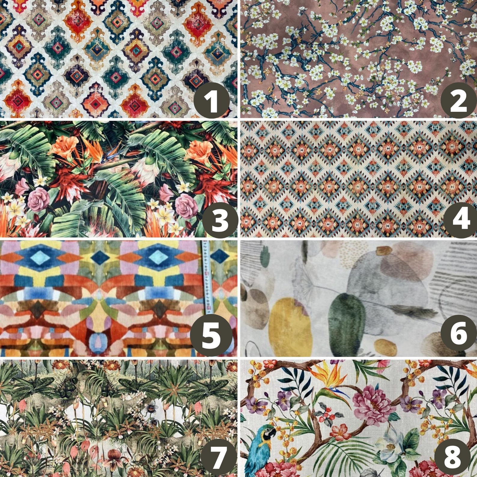 1m Spanish Velour Flowers Patterns Printed Upholstery Velvet Velour ...