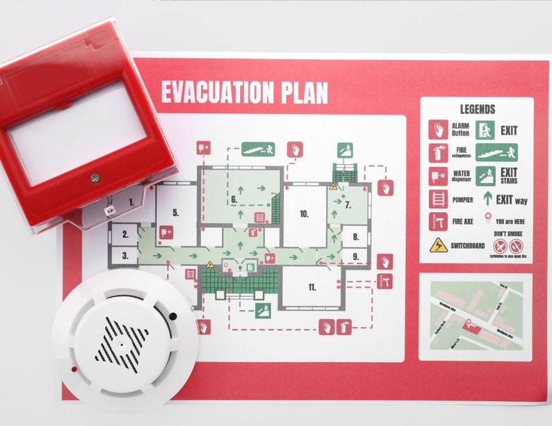 Short Term Rental ,airbnb Property Emergency Evacuation Diagram,custom Emergency Floor Plan Etsy