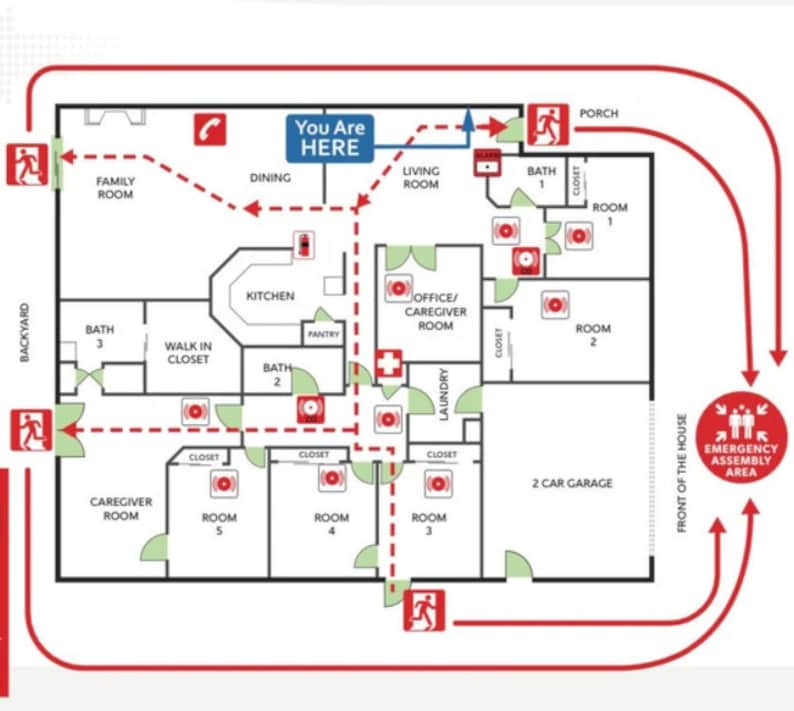 Airbnb Emergency Fire Escape Plan,evacuation Diagram,customized