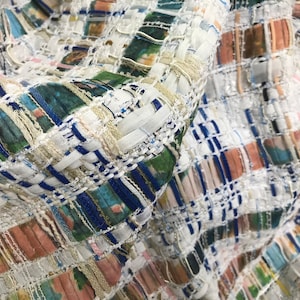 Shades of Pastel Colors With Silk Ribbons - French Tweed - 138 cm Wide.