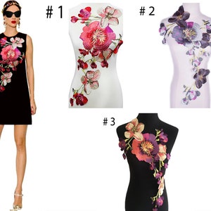 Multi Color Large Floral Applique - All Embroidery - 56 * 36 cm.
