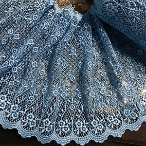 Sky Blue Color  Italian  Embroidered Lace - 21 cm  Wide.