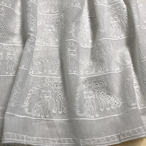 All Over Small Cats Broderie Anglaise on Swiss Voile - 138 cm Wide.