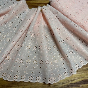 Pink Embroidery on Pink - Broderie Anglaise - Swiss Cotton Voile - 32.5 cm Wide.