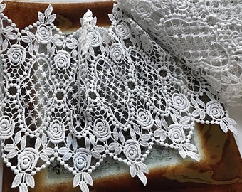 White  - Cotton Italian  Lace - 27 cm  Wide.