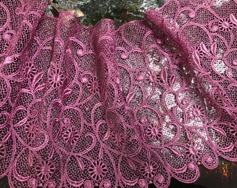 Mauve Pink  Color  Italian  Embroidered Lace - 19 cm  Wide.