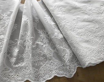Natural White Broderie Anglaise -  Swiss Cotton Voile - 33 cm Wide.