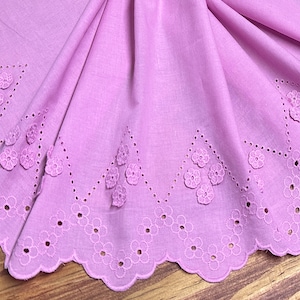 English Rose Color- Broderie Anglaise on Voile - 25 cm Wide.