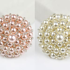 Ivory or Pink - Handmade - Pearls and Glass Beads - 40mm Width.